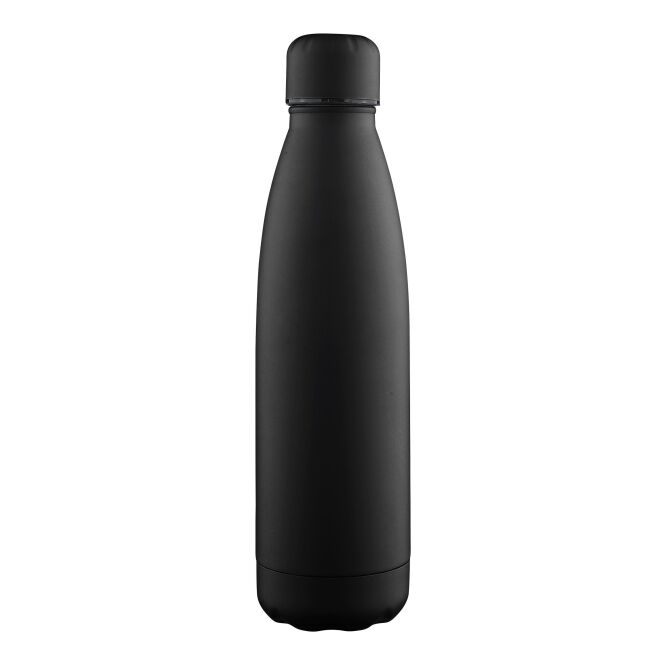 Firmengeschenk Trinkflasche Sunny – schwarz – mit Lasergravur 500ml Edelstahl doppelwandig nachhaltige Mehrwegflasche für CSR-Promotions