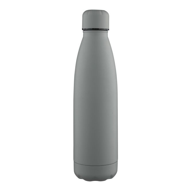 Firmengeschenk Trinkflasche Sunny – grau – mit Lasergravur 500ml Edelstahl doppelwandig isoliert nachhaltige Mehrwegflasche für CSR