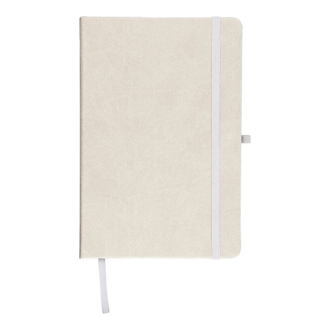 Firmengeschenk Notizbuch Bloom A5 – weiss – mit Lasergravur 80 linierte Seiten FSC-Papier nachhaltiges Journal für CSR-Promotions