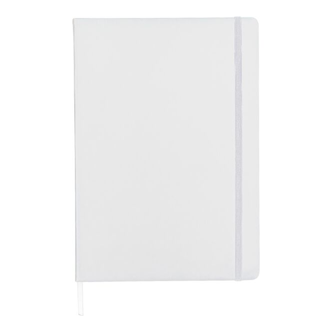 Mitarbeitergeschenk Notizbuch Azure A4 – weiss – mit individuellem Werbedruck 96 linierte FSC-Seiten 65g/m2 nachhaltiges Journal