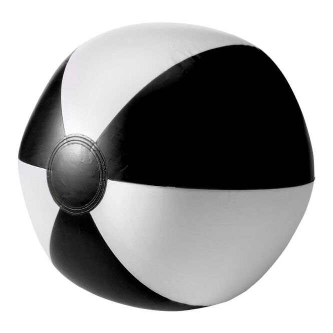Werbegeschenk aufblasbarer Wasserball – schwarz/weiss – mit Logo bedruckt 25 cm für Outdoor-Events