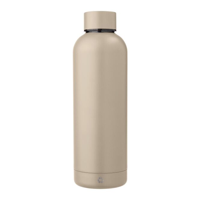 Firmengeschenk Isaiah Edelstahlflasche – beige – mit Logodruck 500 ml nachhaltig doppelwandig für den Außendienst