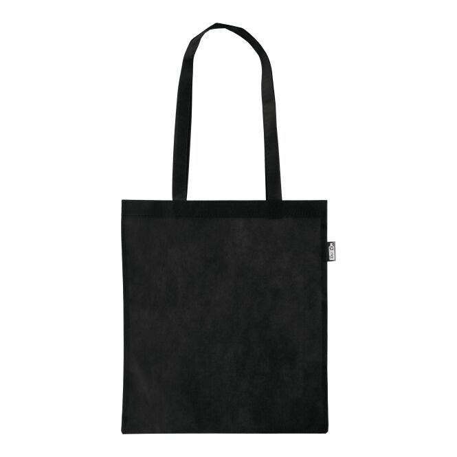 Firmengeschenk Einkaufstasche Vian – schwarz – mit Logo bedruckt 80g/m2 rPET 11l 7kg tragfähig nachhaltiger Shopper für CSR-Promotions