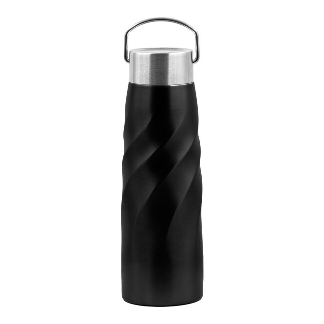 Firmengeschenk Vakuum-Reiseflasche BrandCharger Vortex Vita XL – schwarz – mit Gravur 500 ml vakuumisoliert nachhaltig für Mitarbeiter-Onboarding