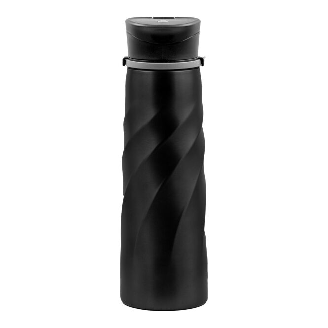 Sport-Werbemittel BrandCharger Vortex Athletica Trinkflasche – schwarz – mit Logo bedruckt 1000 ml Edelstahl BPA-frei für Sportevents