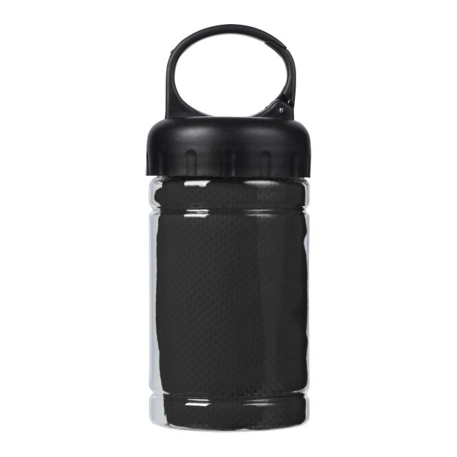 Kundengeschenk Kühlhandtuch Tempa 90x30 cm – schwarz – mit Logo bedruckt für Outdoor-Events