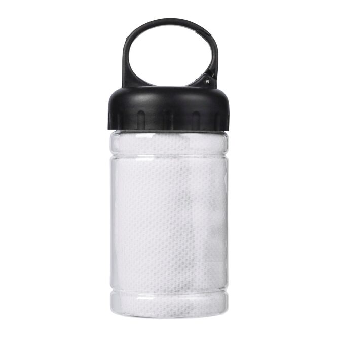 Firmengeschenk Kühlhandtuch Tempa – weiss – mit Logo bedruckt 90x30 cm aus Polyester für Outdoor-Events