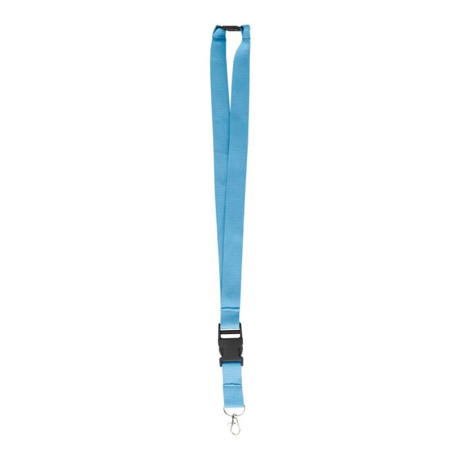 Messeartikel Schlüsselband Slam – hellblau – mit Logo bedruckt mit Karabinerhaken und Sicherheitsverschluss als Lanyard für Messen