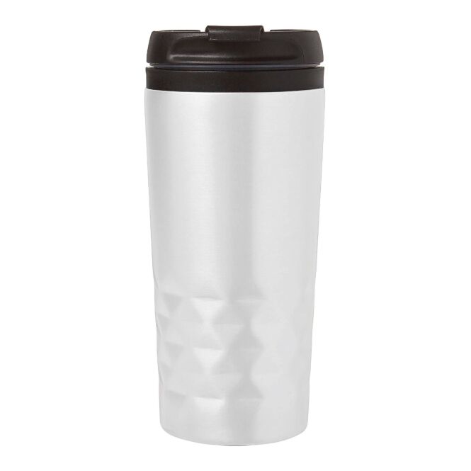 Werbeartikel Reisebecher 'Brilliant' (300 ml) aus Edelstahl – mit Logo bedruckt – Weiss