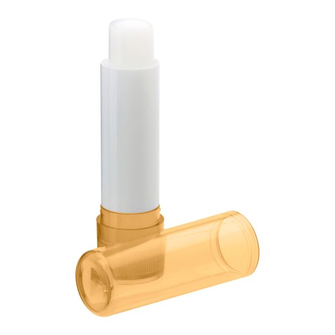 Werbeartikel Lippenpflege Basic – orange – mit Logo bedruckt mit LSF 15 schützende Lippenpflege für winterliche Marketing-Aktionen