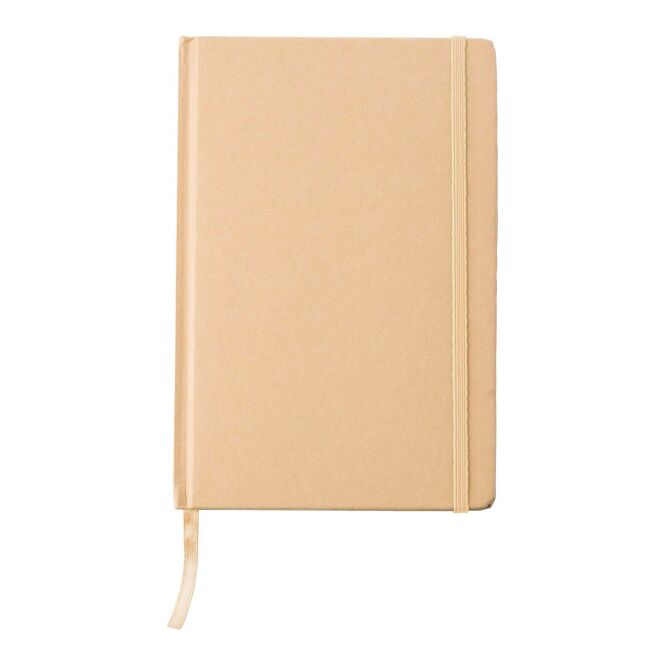 Firmengeschenk Notizbuch Gianni – beige – mit individuellem Werbedruck aus 100% recyceltem Karton A5 80 Seiten nachhaltiges Journal