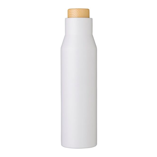 Firmengeschenk Doppelwandige Flasche Christian – weiss – mit Logodruck 500 ml Edelstahl vakuumisoliert für das Mitarbeiter-Onboarding