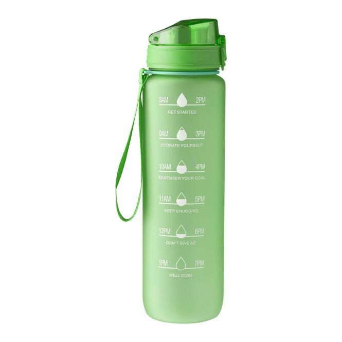 Werbeartikel rPET-Trinkflasche Brinley – hellgrün – mit Logo bedruckt 1000 ml nachhaltig auslaufsicher für Sportevents & Turniere