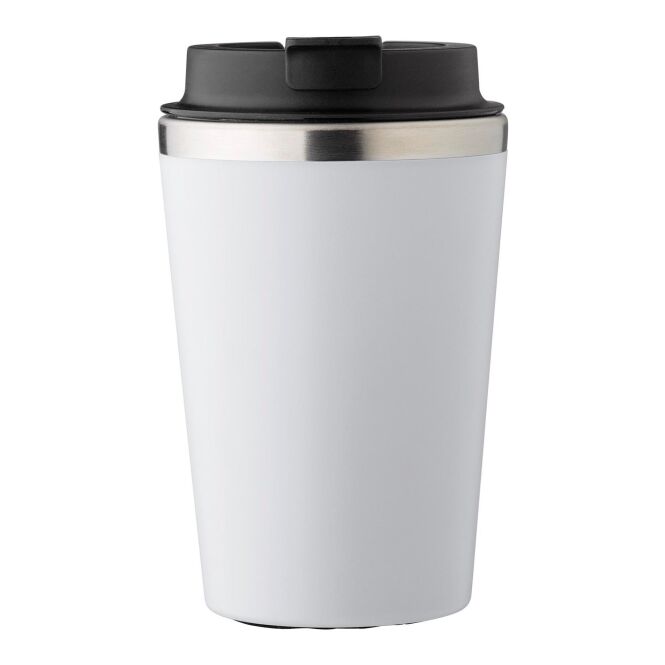Werbeartikel Doppelwandiger Thermobecher Shay | 350 ml – Weiss – mit Logo bedruckt