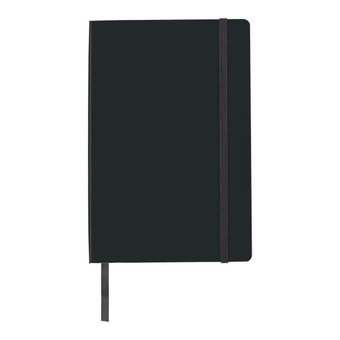Firmengeschenk Notizbuch Mireia – schwarz – mit Werbedruck 80 Blatt A5 FSC-Mix 100% rPET-Umschlag nachhaltiges Journal für CSR