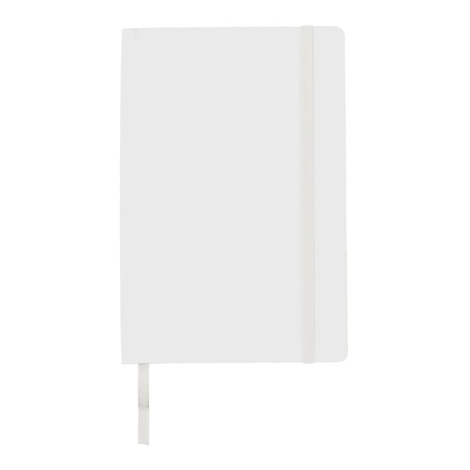 Mitarbeitergeschenk Notizbuch Mireia – weiss – mit individuellem Werbedruck, DIN A5, 80 Blätter, FSC® Mix, nachhaltiges Journal