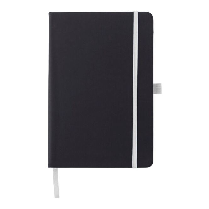 Mitarbeitergeschenk Notizbuch Charlene – weiss – mit individuellem Werbedruck 96 linierte Seiten FSC-zertifiziertes nachhaltiges Journal