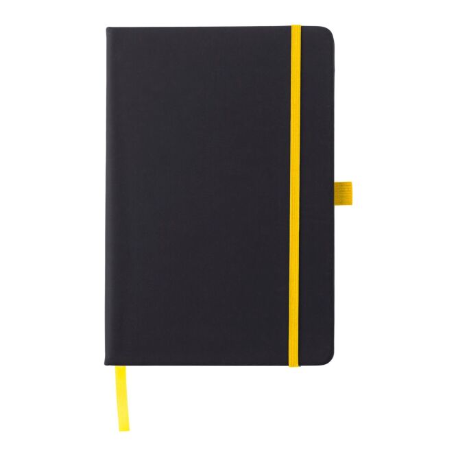 Firmengeschenk Notizbuch Charlene – gelb – mit individuellem Werbedruck 96 linierte Seiten aus FSC-Mix Papier nachhaltiges Journal