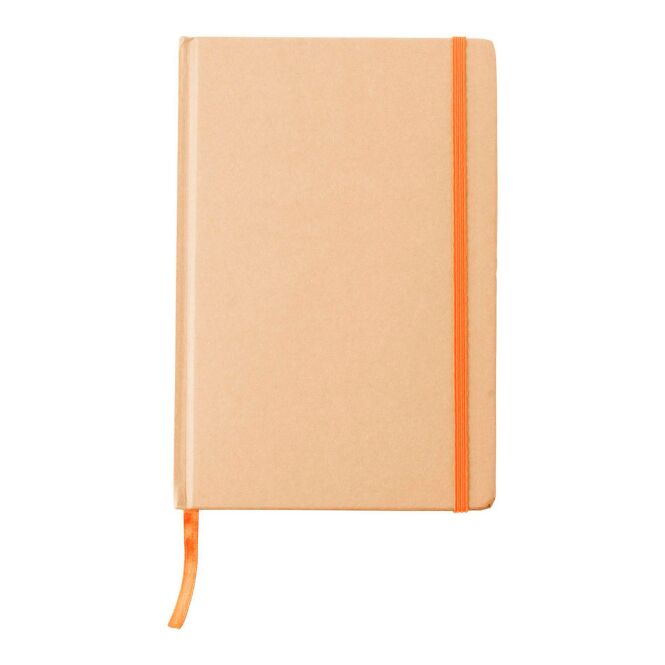 Firmengeschenk Notizbuch Gianni – orange – mit individuellem Werbedruck, A5, 80 linierte Seiten, FSC-zertifiziert, nachhaltiges Journal