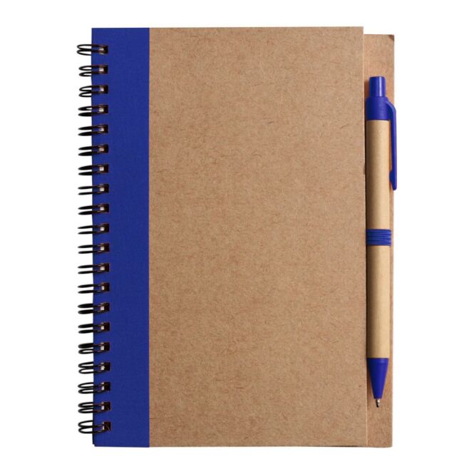 Mitarbeitergeschenk Notizbuch Stella – blau – mit Werbedruck 60 FSC-Seiten inkl. Kugelschreiber nachhaltiges Journal für CSR