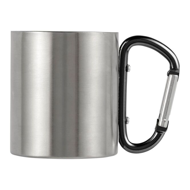 Firmengeschenk Doppelwandiger Edelstahl-Kaffeebecher Carbine 185 ml – schwarz – mit Logo bedruckt für Teamevents & Outdoor-Aktivitäten
