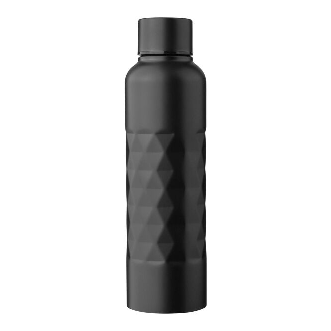 Firmengeschenk Trinkflasche Talin – schwarz – mit Logodruck 800 ml nachhaltiger recycelter Edelstahl für Mitarbeiter-Onboarding