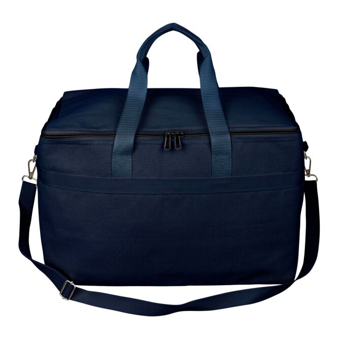 Firmengeschenk Kühltasche Luz – blau – mit Werbedruck 23L 330g/m2 recyceltes Polycotton rPET-Etikett nachhaltige Isoliertasche