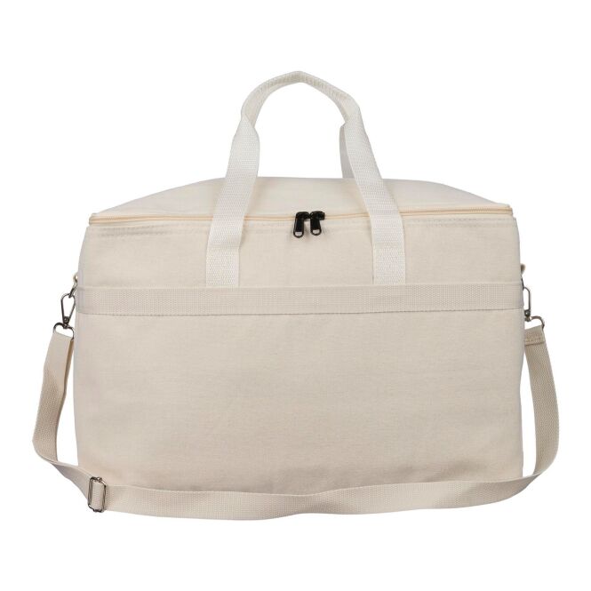 Werbeartikel Kühltasche Luz – beige – mit Logodruck 23l recyceltes Polycotton 330g/m2 isoliertes nachhaltiges Kühlbehältnis für CSR