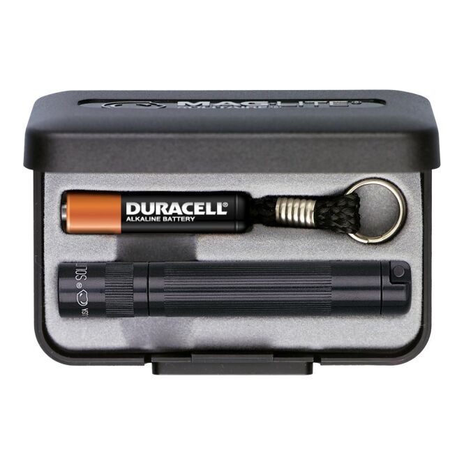 Werbeartikel Taschenlampe Mini-Maglite – schwarz – mit Logo bedruckt, kompakter Lichtspender als praktischer Begleiter