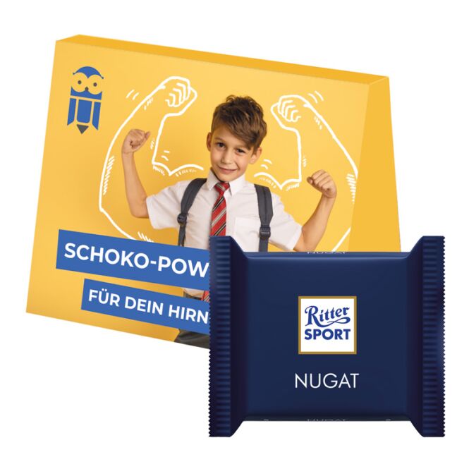 Premium-Werbeartikel Ritter SPORT Midi – mit schokolade – mit individuellem Werbeaufdruck für Geschäftspartner und Kunden als Werbemittel