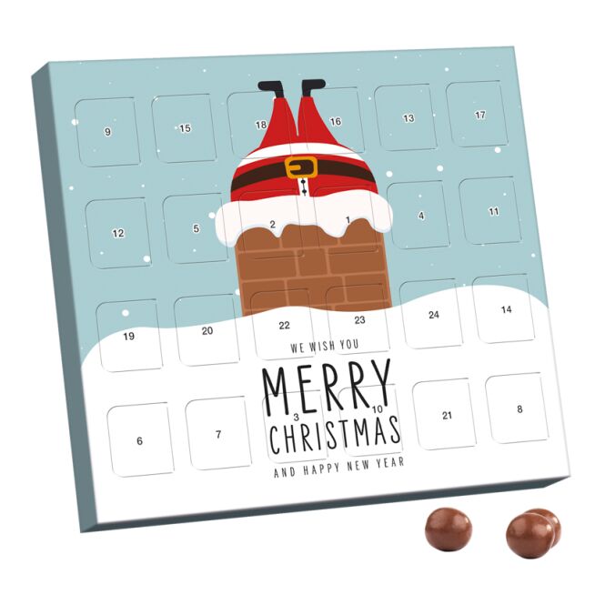 Firmengeschenk XS Adventskalender – weihnachtszeit – mit bedrucktem Etikett als Weihnachtsgeschenk für Mitarbeiter und Geschäftspartner