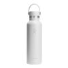 Hydro Flask Standard Mouth 621 ml isolierte Edelstahl Trinkflasche mit Strohhalmverschluss weiss