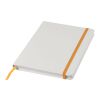 Spectrum weißes A5 Notizbuch mit farbigem Gummiband Standard | transparent-orange | ohne Werbeanbringung | Nicht verfügbar | Nicht verfügbar | Nicht verfügbar