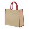 The Large Jute Tragetasche Priority | natur-rot | 1-farbiger Siebdruck | Rückseite | 280 mm x 220 mm