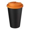 Americano® Eco 350 ml recycelter Becher mit auslaufsicherem Deckel orange-schwarz | ohne Werbeanbringung | Nicht verfügbar | Nicht verfügbar