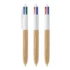 BIC® 4 Colours Wood Style Weiß-beige | 1-farbiger Siebdruck | Upper Part-gegenüber vom Clip | 22.00 mm x 10.00 mm
