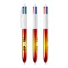BIC® 4 Colours® Flags Collection Rot-Schwarz / rot / gelb(3)-Rot | 1-farbiger Siebdruck | Schaft-Rechts vom Clip | 30.00 mm x 43.00 mm
