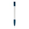 Kugelschreiber Nash Hardcolour mit Gummigriff Weiss-Dunkelblau | 1-farbiger Siebdruck | 90° vom Clip | 33 mm x 25 mm | Nicht verfügbar