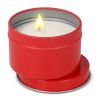 Kirtan-Duftkerze auf Pflanzenbasis in großer recycelter Dose Rot / Weiß | ohne Werbeanbringung | Nicht verfügbar | Nicht verfügbar
