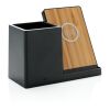 Ontario 10W Wireless Charger aus Bambus und RCS Kunststoff schwarz | ohne Werbeanbringung | Nicht verfügbar | Nicht verfügbar