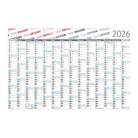 Wandplaner Horizont Recycling Hellgrau-blau | ohne Werbeanbringung | Blau