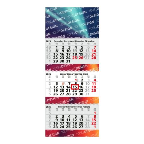 3-Monatskalender Maxi Wire-O 3 Bestseller (Mehrblock) Hellgrau-rot | ohne Werbeanbringung | ohne Werbeanbringung | ohne Werbeanbringung