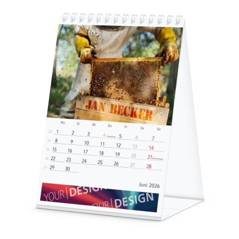 Bildkalender MagicPix Table Hoch Bestseller (personalisiert) Hellgrau-rot | ohne Werbeanbringung