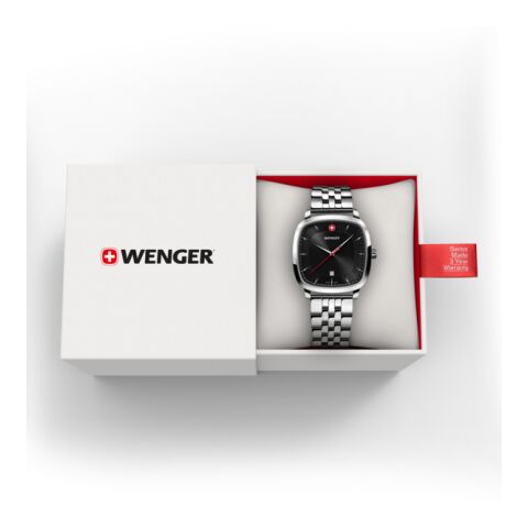 Wenger Vintage Classic Schwarz Uhr Gravur Uhr