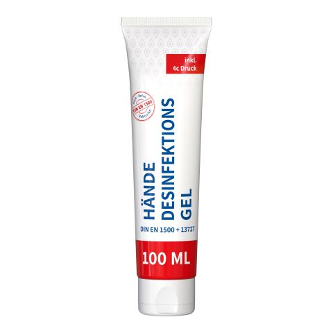 100 ml Tube - Hände-Desinfektionsgel Weiß | ohne Werbeanbringung