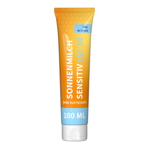 100 ml Tube - Sonnenmilch LSF 30 (sensitiv) - FullbodyPrint Weiß | ohne Werbeanbringung
