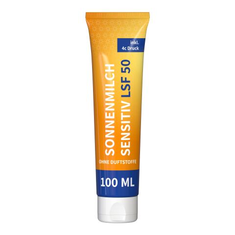100 ml Tube - Sonnenmilch LSF 50 (sensitiv) - FullbodyPrint Weiß | ohne Werbeanbringung