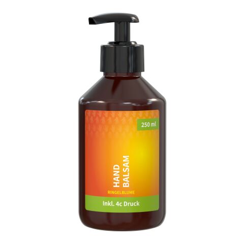 250 ml Spender - Handbalsam &quot;Ringelblume - Aloe Vera&quot; - Body Label Braun | ohne Werbeanbringung