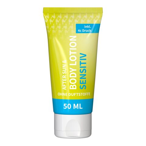 50 ml Tube - Body &amp; After Sun Lotion (sensitiv) - FullbodyPrint Weiß | Druck auf Tube vollflächig