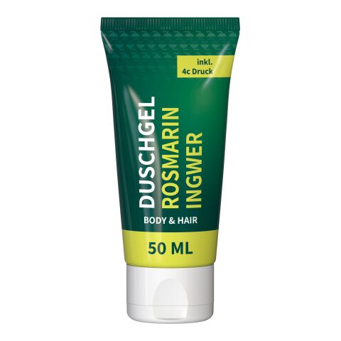 50 ml Tube - Duschgel Rosmarin-Ingwer - FullbodyPrint Weiß | ohne Werbeanbringung